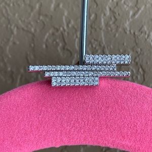 Silver Crystal Bar Cocktail Ring